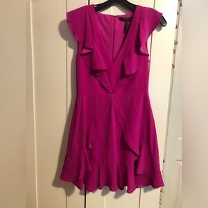BCBGMaxazria Magenta Ruffle Dress. Size 6